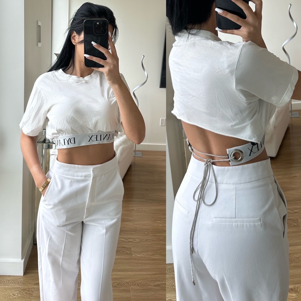 Dylan Lex Black and White T-shirt Crop Top